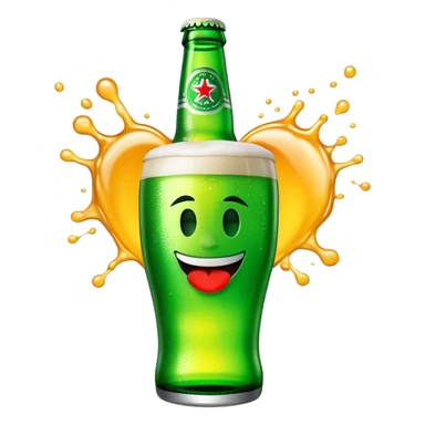 Cinematic Realistic Heineken Pop Culture Emoji, showcasing an iconic beer moment rendered with crisp textures and vibrant, energetic lighting. sticker