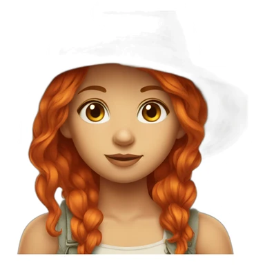 Red haired girl with straw hat sticker
