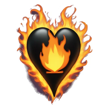Black heart in flames sticker