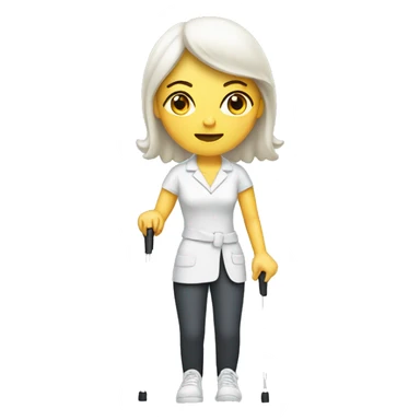 White lady with a broken leg on crutches sticker