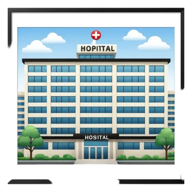 hospital outside, with text hospital sticker