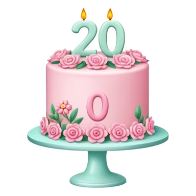 make a floral pastel(more pink) cake that is aesthetic with the number 2 and 0 on it sticker