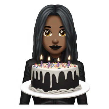 goth metallica girl with a birthday cake  sticker