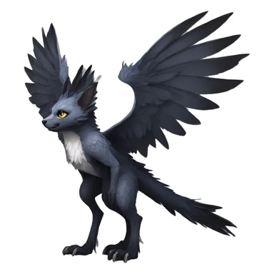 Anthro cool edgy Trico winged animal hybrid full body sticker