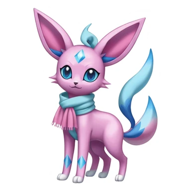 Shiny Cool Sparkly Cute Espeon-Glaceon-Sylveon-Fakemon-hybrid-fusion with a scarf full body sticker