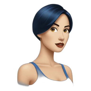 megan fox wearing blue sticker