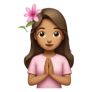hispanic with brown hair praying girl with pink flora  sticker