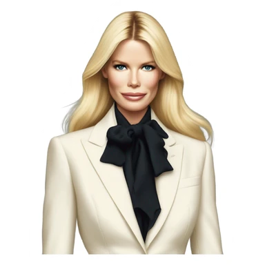 Claudia schiffer wearing a Ralph Lauren suit sticker