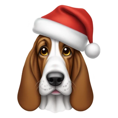 Basset hound with Santa hat sticker