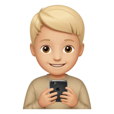 child smiling and looking at a phone sticker