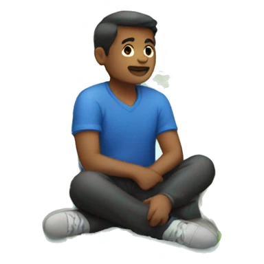 Male sitting on a globe sticker