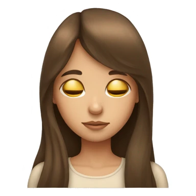 girl with long brown hair with bangs sleep sticker