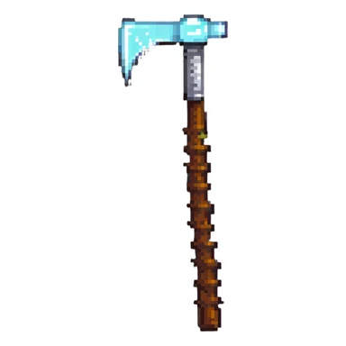 pixelated Minecraft diamond pickaxe with brown handle sticker