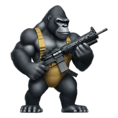 Big Buff Gorilla holding an AR-15 gun sticker