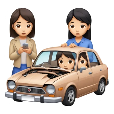 two asian girl friends broken car sticker