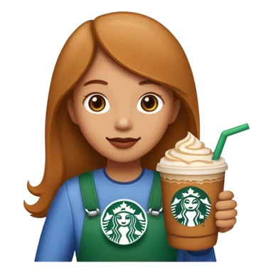 a plain emoji holding a gingerbread chai drink from Starbucks sticker