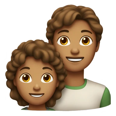 Mother and son both with brown hair  sticker
