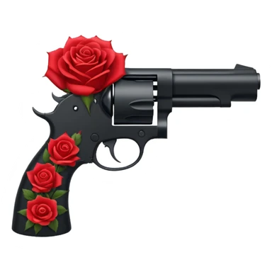 A minimalist side-profile pistol silhouette wrapped in elegant thorned roses. The roses should weave naturally around the frame and grip, with subtle thorns curling along the barrel. The roses are the focal point, symbolizing beauty and control over power. sticker