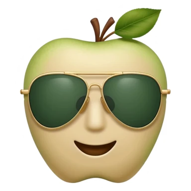 aviator sunglasses with light beige frame and dark green lenses, Apple emoji style, no text sticker