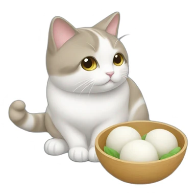 Un chat qui mange des mochi sticker