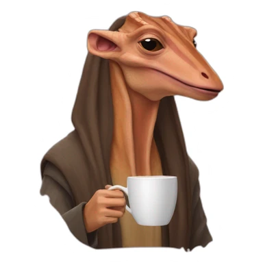Jar jar binks drinking coffee  sticker