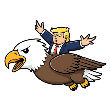 Donald trump riding a bald eagle sticker