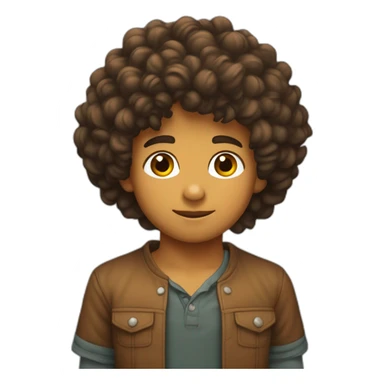 Niño pelo rizado castaño sticker