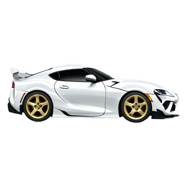 White Toyota supra with gold wheels sticker
