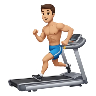 brunette buff guy running on treadmill sticker
