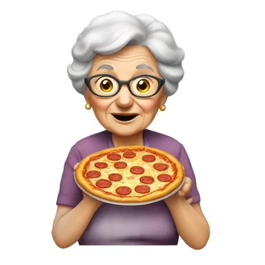 Old lady eating pizza sticker