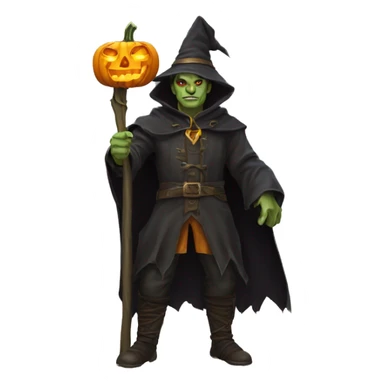 half-orc male wizard necromancer pumpkin sticker