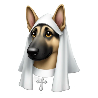 Silver German shepherd dressed like a nun sticker