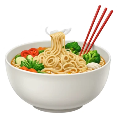 Draw a hot bowl of noodles with chopsticks & steam rising. sticker