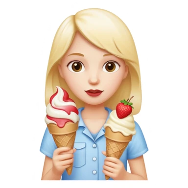 girl holding two ice cream cones sticker