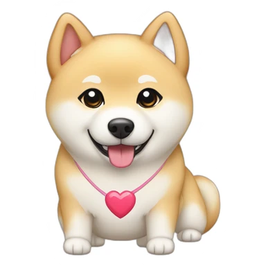 Cream Shiba Inu with heart cleo name tag sticker