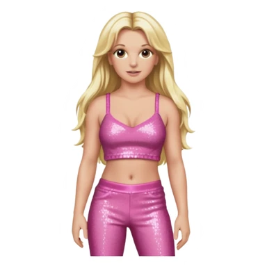Britney Spears with long blonde hair, pink sequin crop top and pants sticker