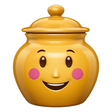 Cookie jar with cartoon face and smile sticker