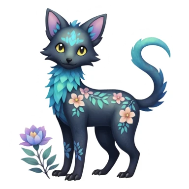 Multicolored sparkly pastel dark iridescent light pale gloomy spooky cute adorable pretty cool elegant realistic floral exotic Trico-Bolthund-Luxray-Falvie-Fionbri, full body sticker