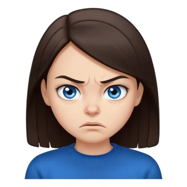 fille cheveux lisse brune yeux bleu pull noir qui regarde mal sticker