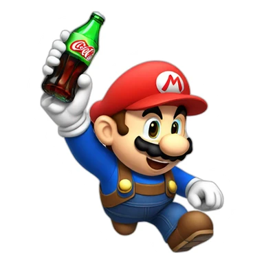 mario in a cat version drinking coca cola sticker