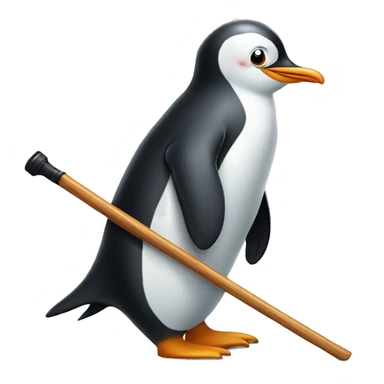 Elderly penguin using a cane because the penguin is so elderly sticker