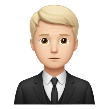 white man in formal suit thinking hard, looking up to left sticker