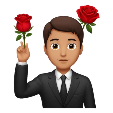 Hombre alzando la mano con una rosa sticker