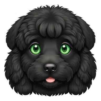 Green eyed black doodle dog sticker