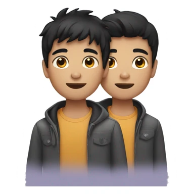 two boys with black hair sticker
