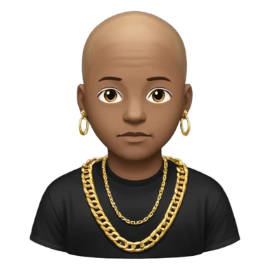Young African rapper, bald with chain sticker