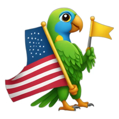parrot holding a flag sticker