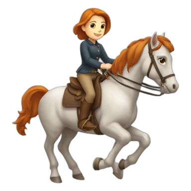 Fille rousse sur un cheval qui saute sticker
