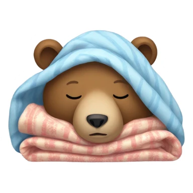 bear sleeping with blanket on head  sticker