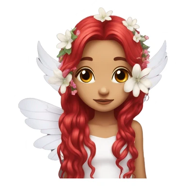 big wings, flower, Beautiful, fairy, red, long hair sticker